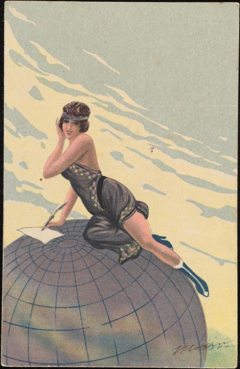 woman on globe